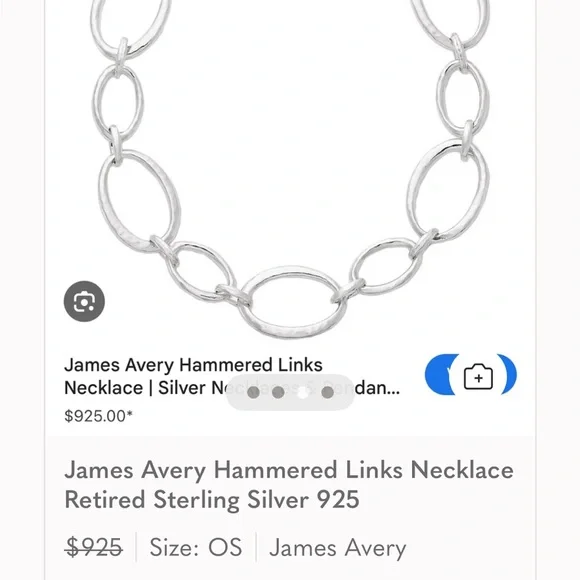 James Avery Hammered Silver Stylish Oval Link Necklace 925 Retired - Picture 16 of 16